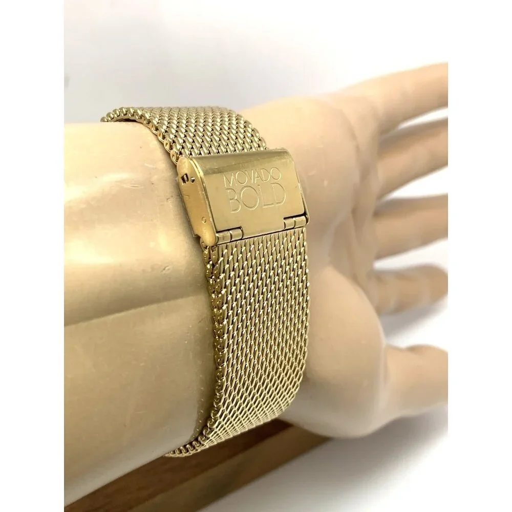 Movado Men's Watch 3600903 Diamond Gold Dial Swiss Quartz Mesh Steel Band 42mm